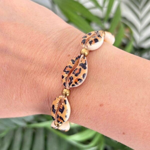 Leopard schelpkraalarmband beige - Image 2