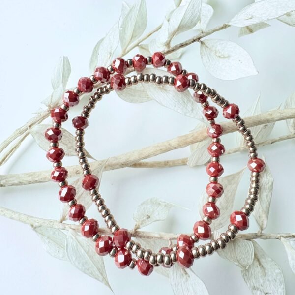 Armbandenset facet koraal rood goud