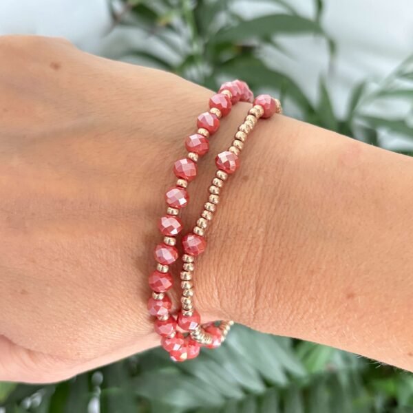 Armbandenset facet koraal rood goud - Image 4