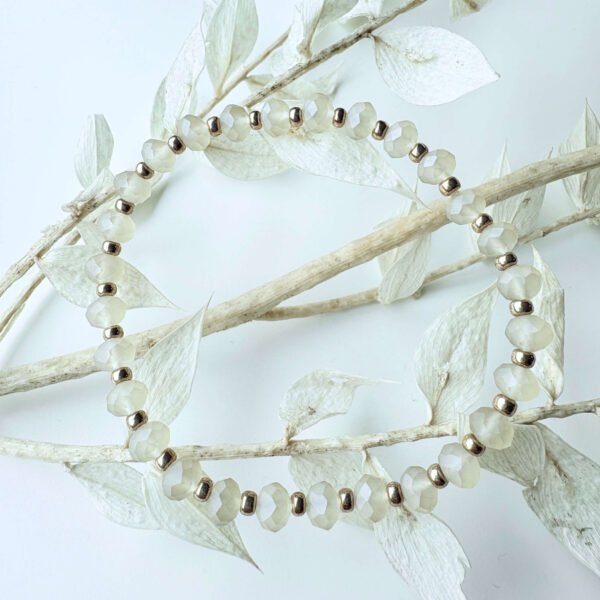 Armbandenset facet matt champagne goud - Image 2