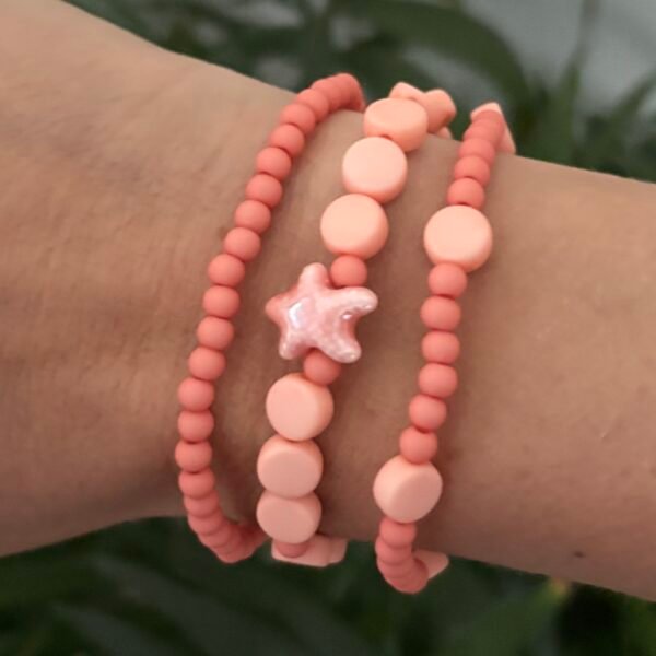 Armbandenset zeester perzikoranje koraal - Afbeelding 2