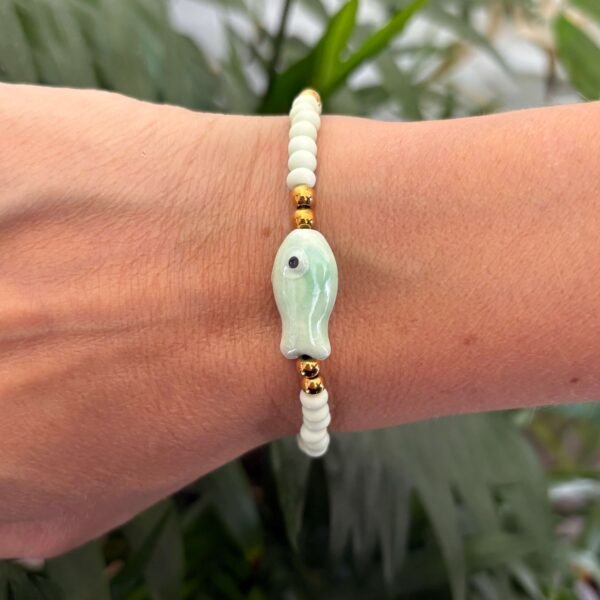 Kralenarmband vis mat pastelgroen - Afbeelding 2