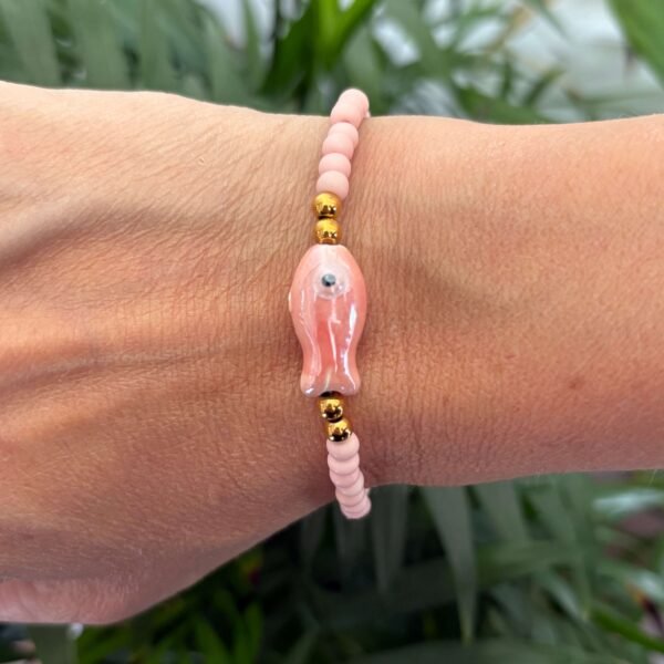Kralenarmband vis mat pastelroze - Afbeelding 2