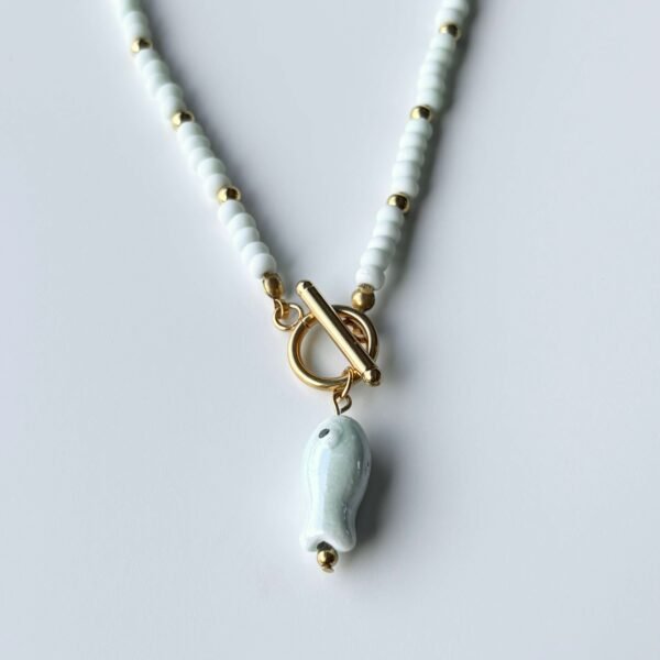 Kralenketting vis mat pastelgroen goud - Afbeelding 2
