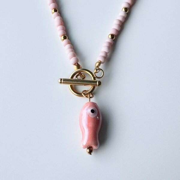 Kralenketting vis mat pastelroze goud - Afbeelding 2