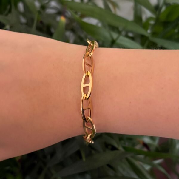 Statement armband schakel ovaal goud RVS - Afbeelding 2