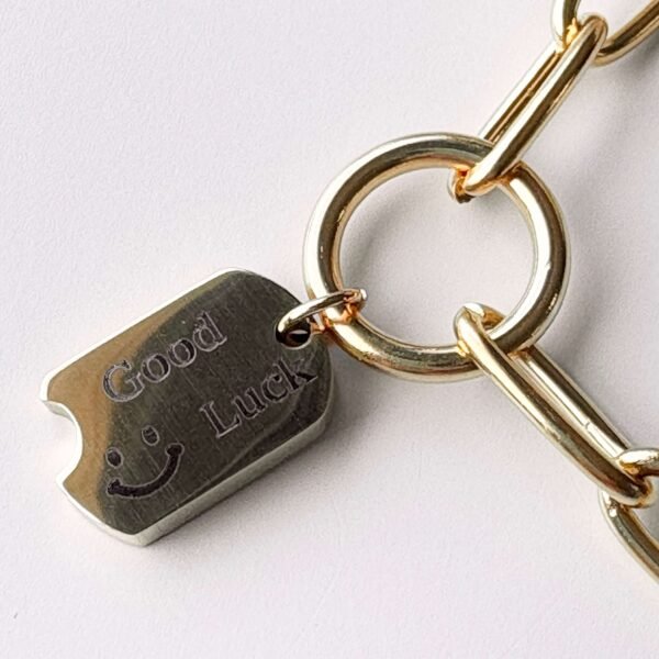 Statement armband schakel smiley goud RVS - Afbeelding 3