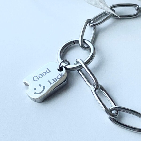 Statement armband schakel smiley zilver RVS - Afbeelding 3