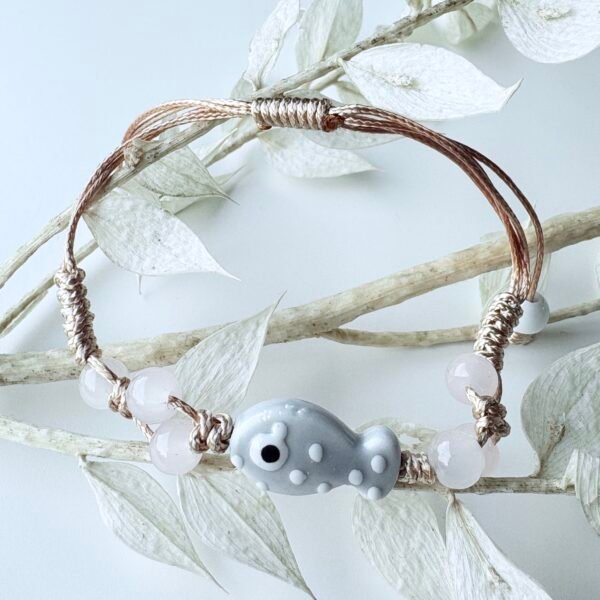 Verstelbare armband vis grijs roze