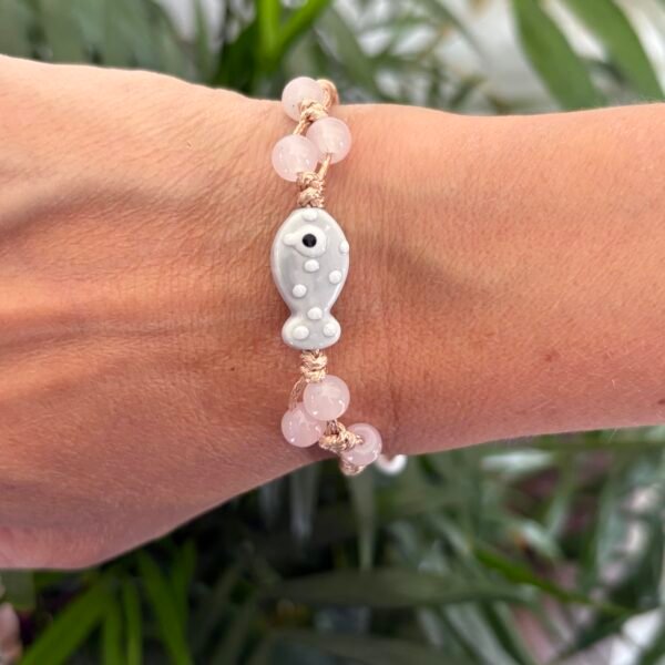 Verstelbare armband vis grijs roze - Image 2