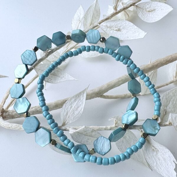 Armbandenset schelpkralen oceaan groen