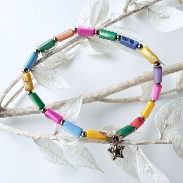 Kleurrijke schelpkralenarmband