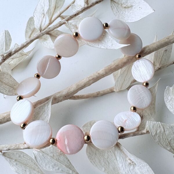 Schelpkraalarmband vintage roze
