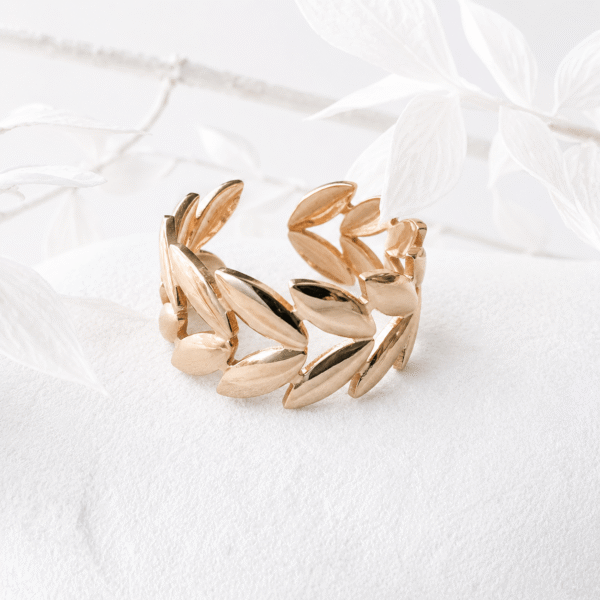 Blad ring goud RVS