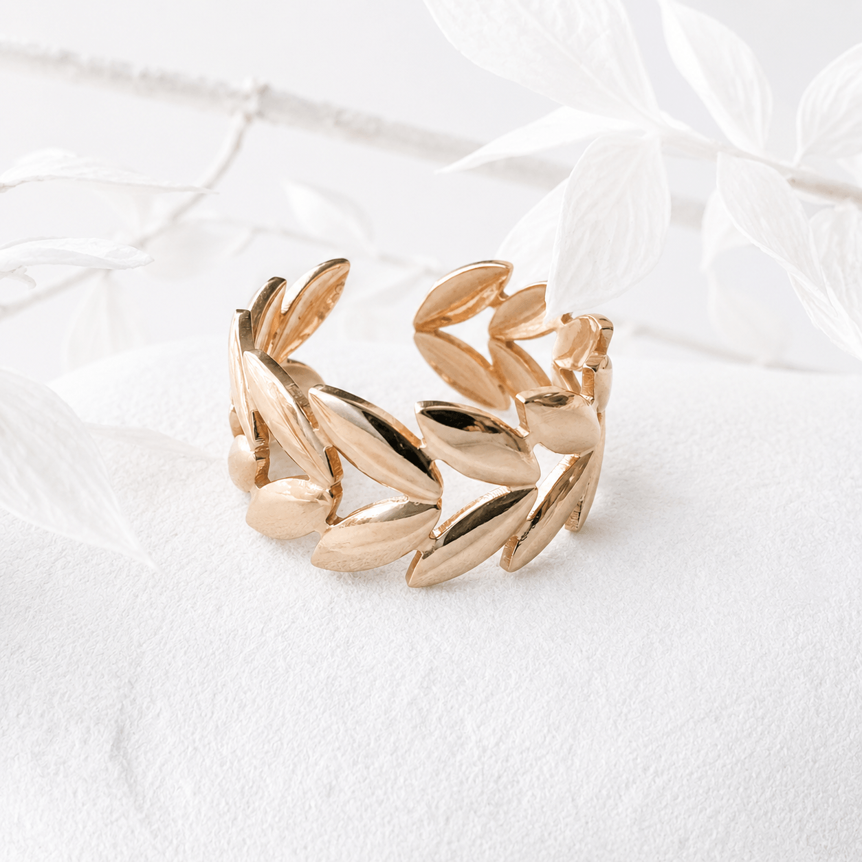 Blad ring goud RVS