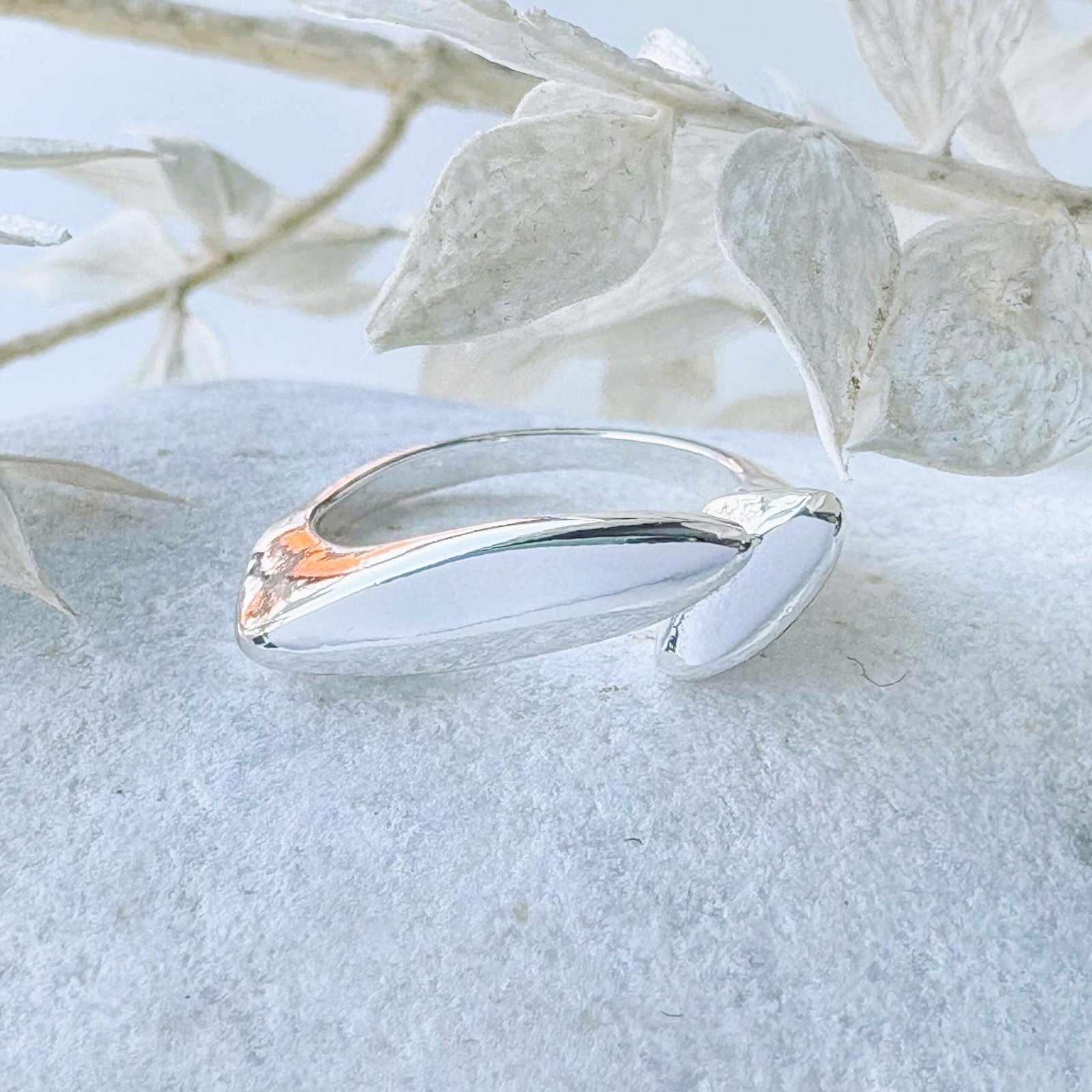 Dubbele ovaal ring smal zilver