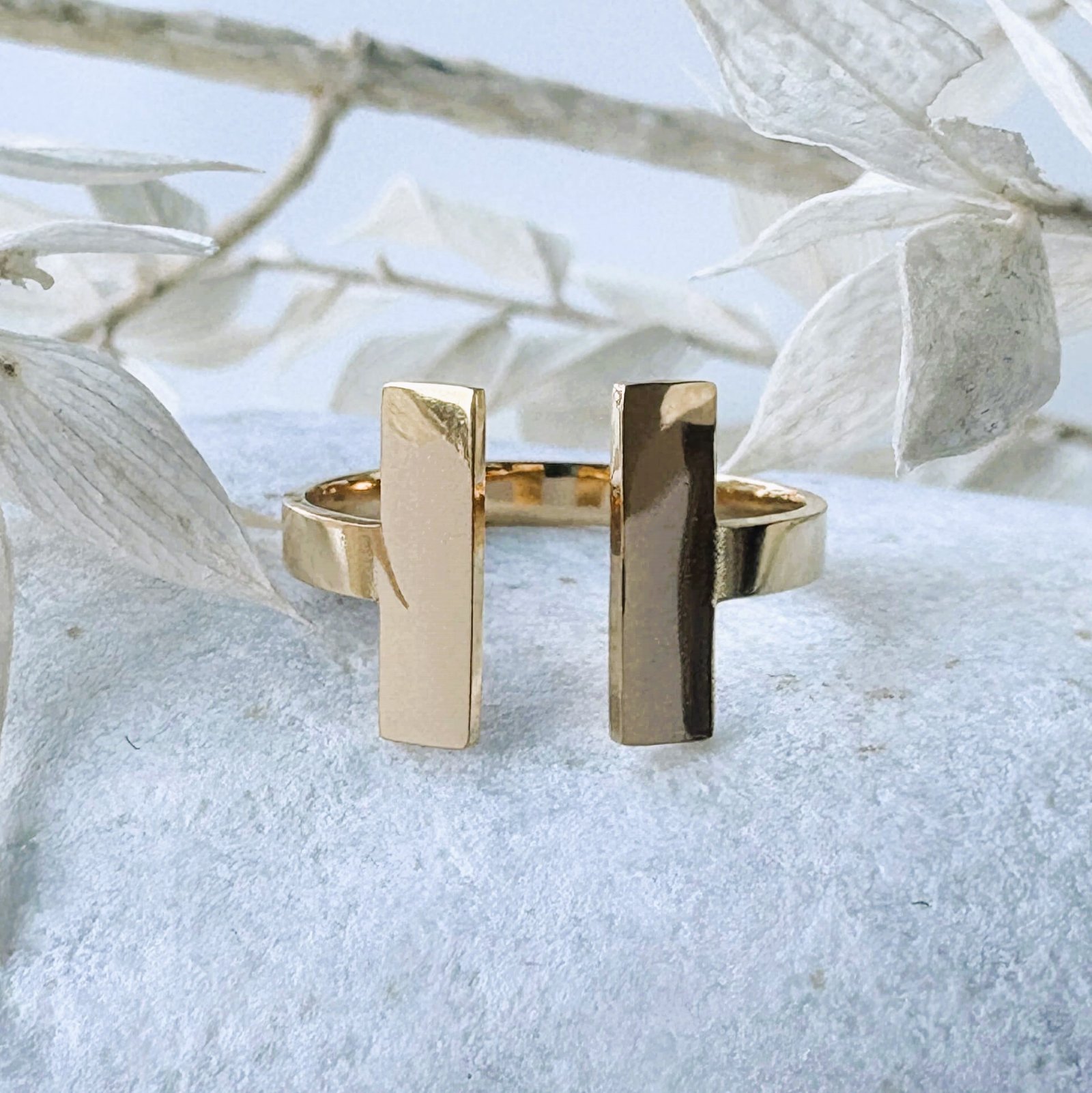 Dubbele staaf ring goud