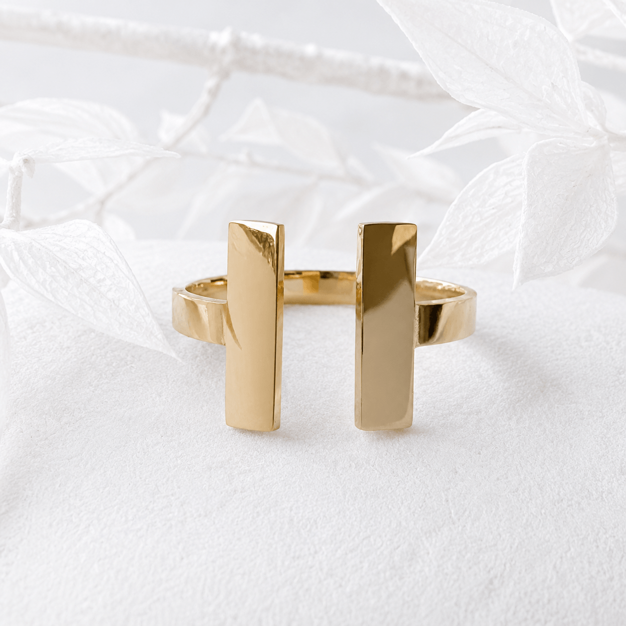 Dubbele staaf ring goud RVS