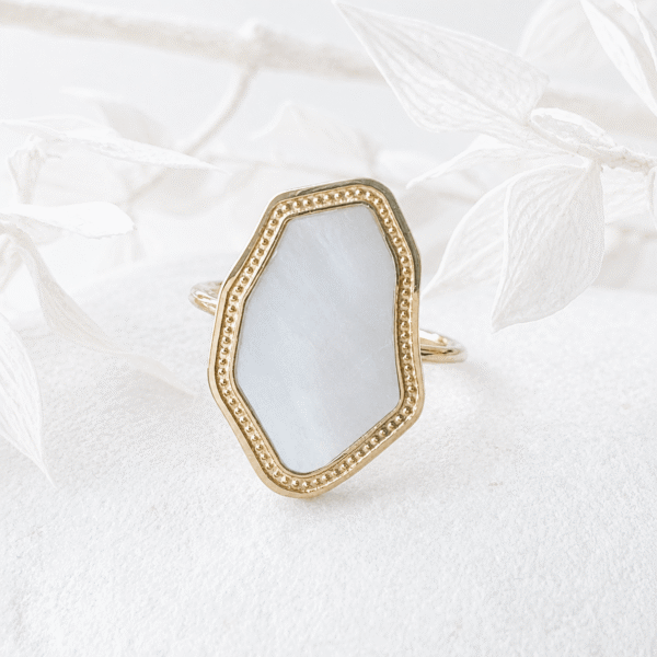 Geometrische ring met epoxy goud RVS