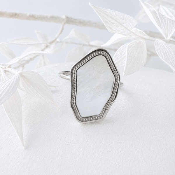 Geometrische ring met epoxy zilver RVS