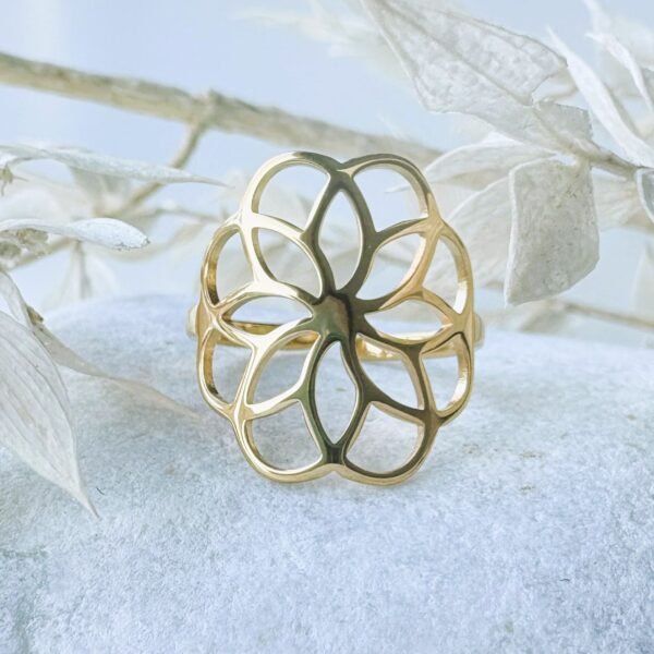 Open bloem ring goud