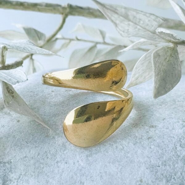 Ring met 2 druppels dun goud
