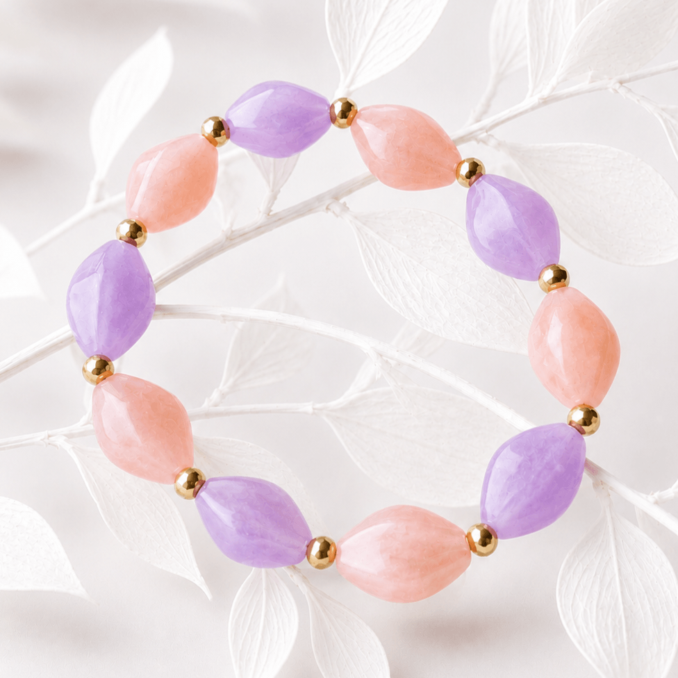 Acrylkraal armband paars koraal roze
