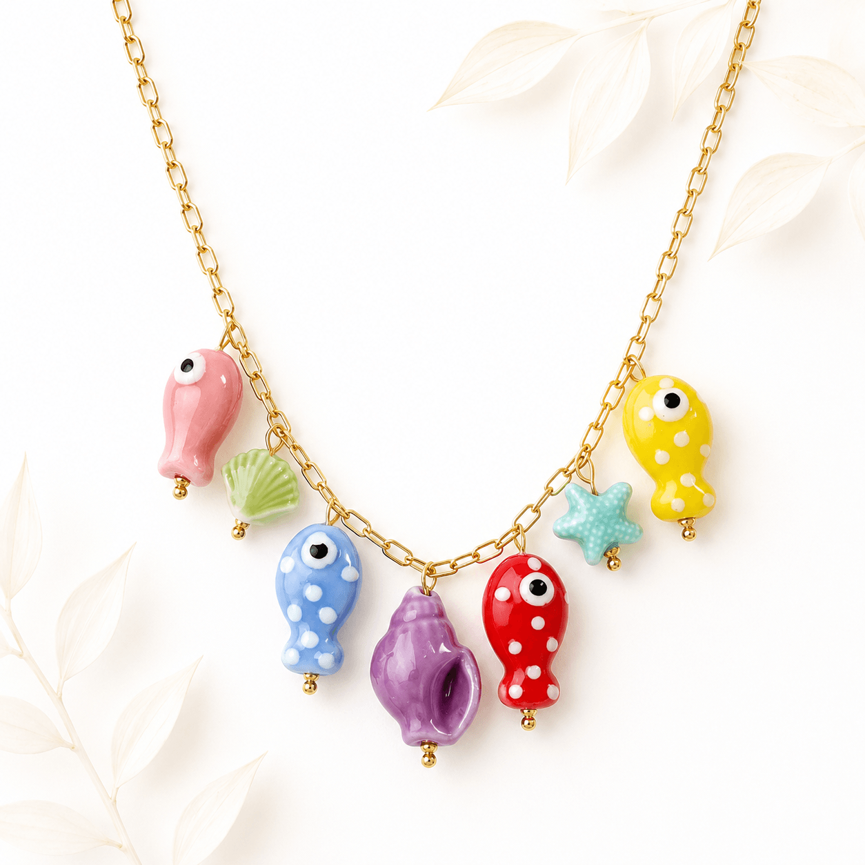 Bedelketting fish goud RVS