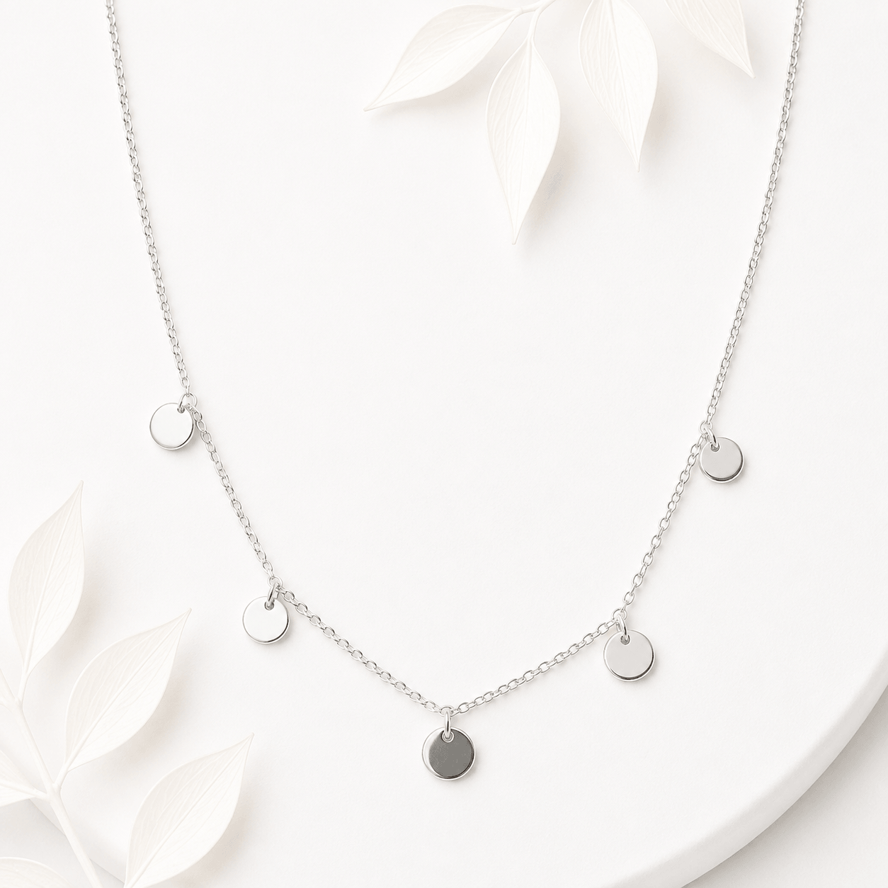 Ketting mini coins zilver RVS