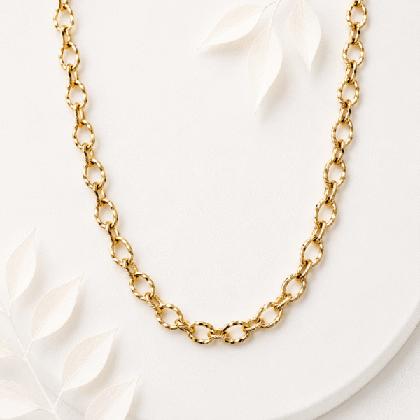 Schakelketting grote ovaal twisted goud RVS