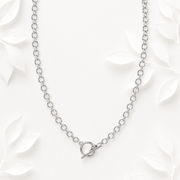 Schakelketting ovaal met toggle zilver RVS