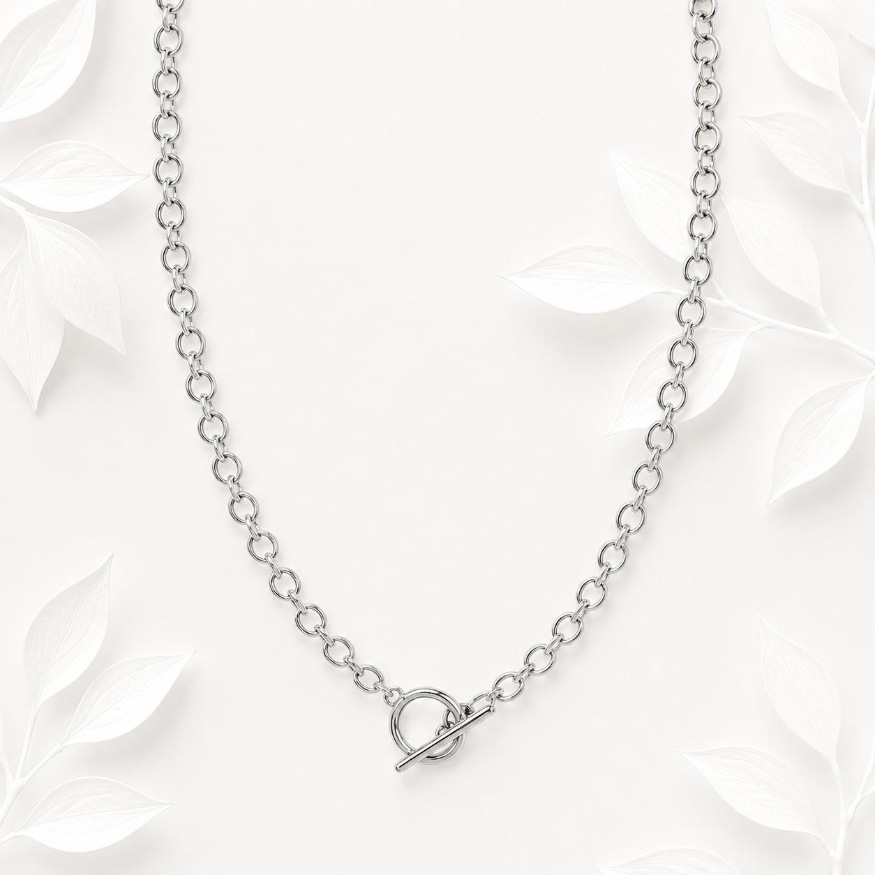 Schakelketting ovaal met toggle zilver RVS