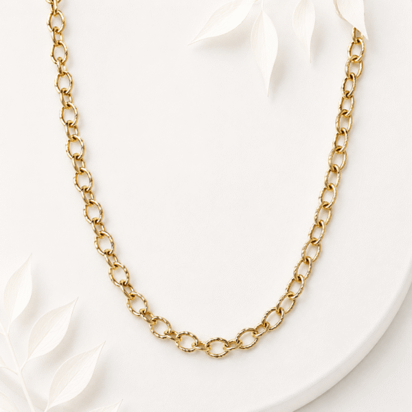 Schakelketting ovaal twisted goud RVS