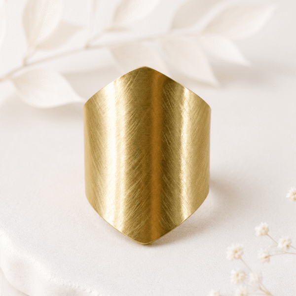 Schildvormige ring goud RVS